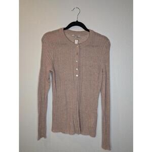 Madewell Ribbed Henley Alpaca‑Blend Knit Sweater Oatmeal Women’s Size XL